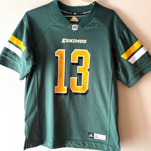 Women’s Adidas Jersey, CFL, Edmonton Eskimos, Blokecore, with Yellow #13, Sz L